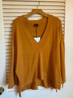 Bitte Kai Rand Oversized V-Neck Mustard Yellow Knit Shirt - NWT